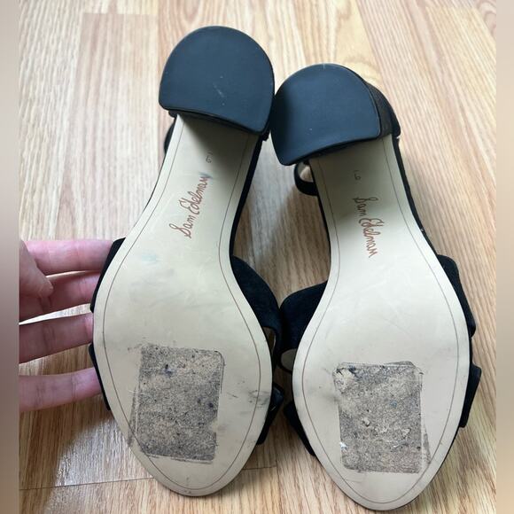 Sam Edelman Black Leather Peep Toe Yancy Ankle Strap Heel Sandal 9 - Picture 6 of 6